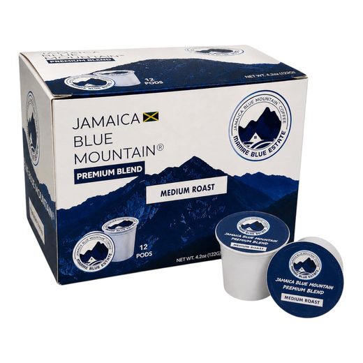 Jamaica Blue Mountain Premium Blend Coffee Pods — Medium Roast, 12 Count