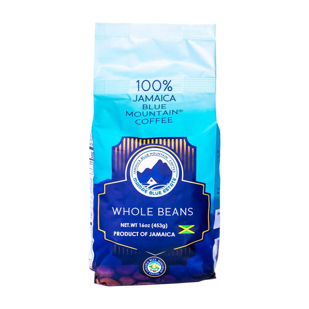 100% Jamaica Blue Mountain Coffee — Whole Beans, 16 oz